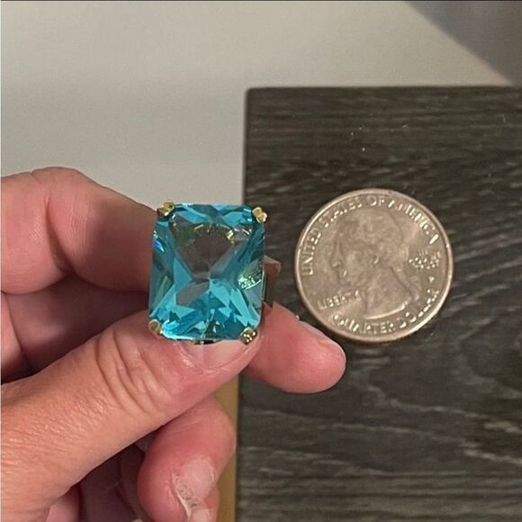 The Neptune Cocktail Ring 14k yellow gold plating over 925 Silver sz 10 - Picture 3 of 10